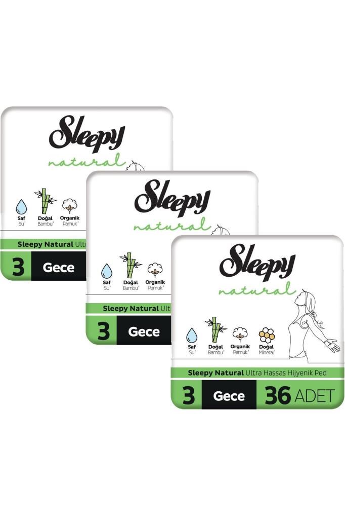 Sleepy Natural Ultra Hassas Gece Hijyenik Ped 3 x 36lı