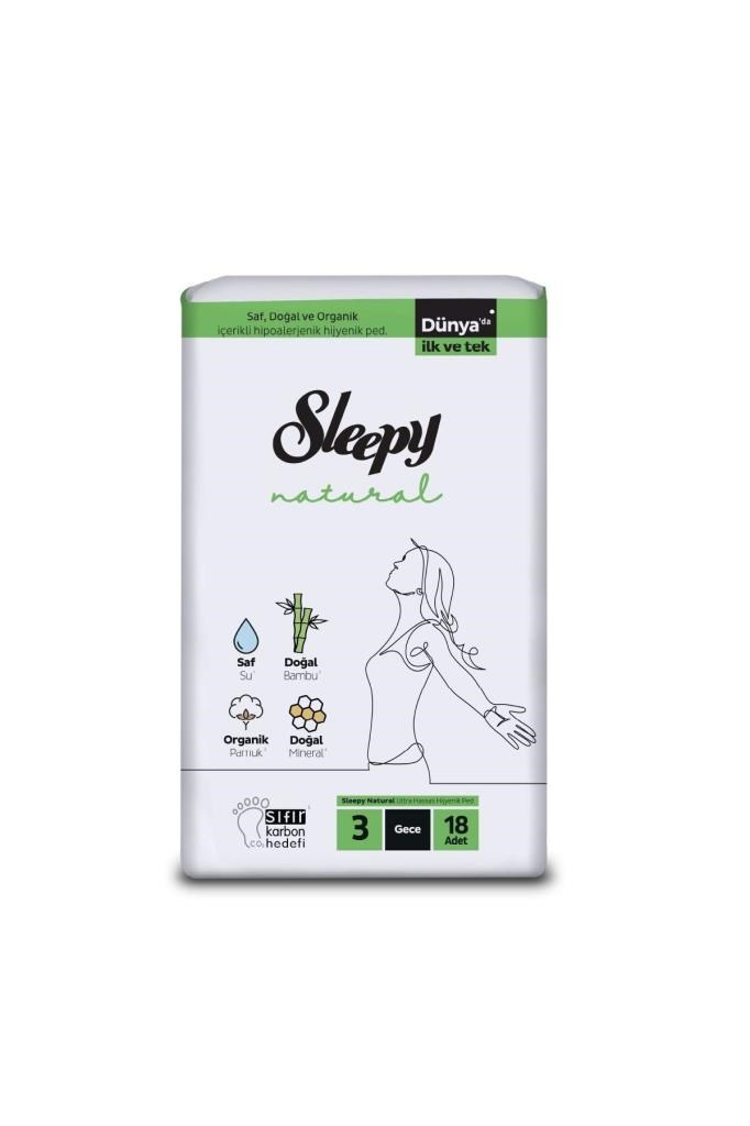 Sleepy Natural Ultra Hassas Hijyenik Ped 18li Gece X 6 Paket