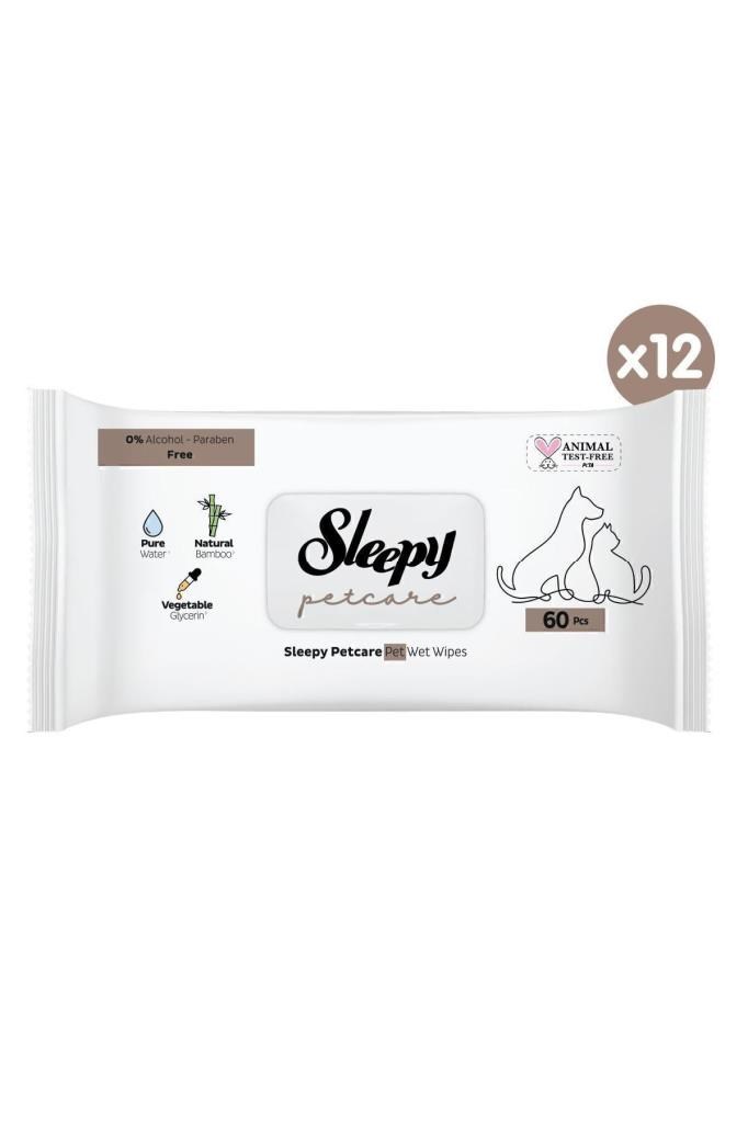 Sleepy Petcare Evcil Hayvan Islak Havlusu 12x60 Yaprak