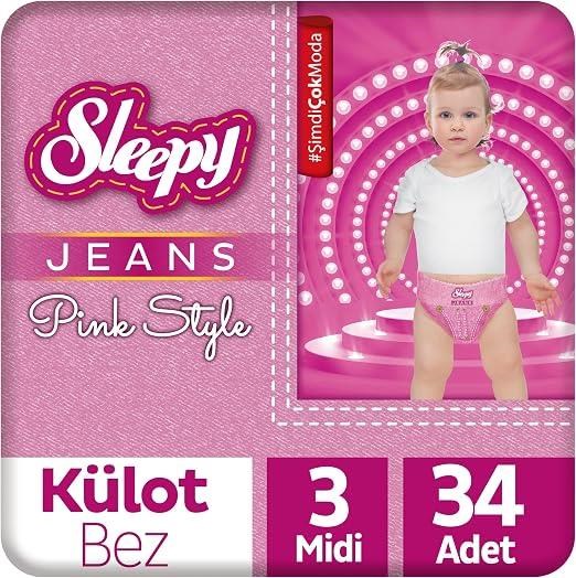 Sleepy Pink Jeans Külot Bez 3 Numara Midi 34 Adet