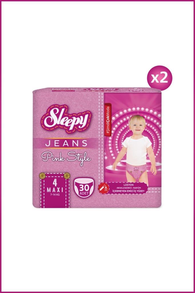 Sleepy Pink Jeans Külot Bez 4 Numara Maxi 2li Jumbo 60 Adet
