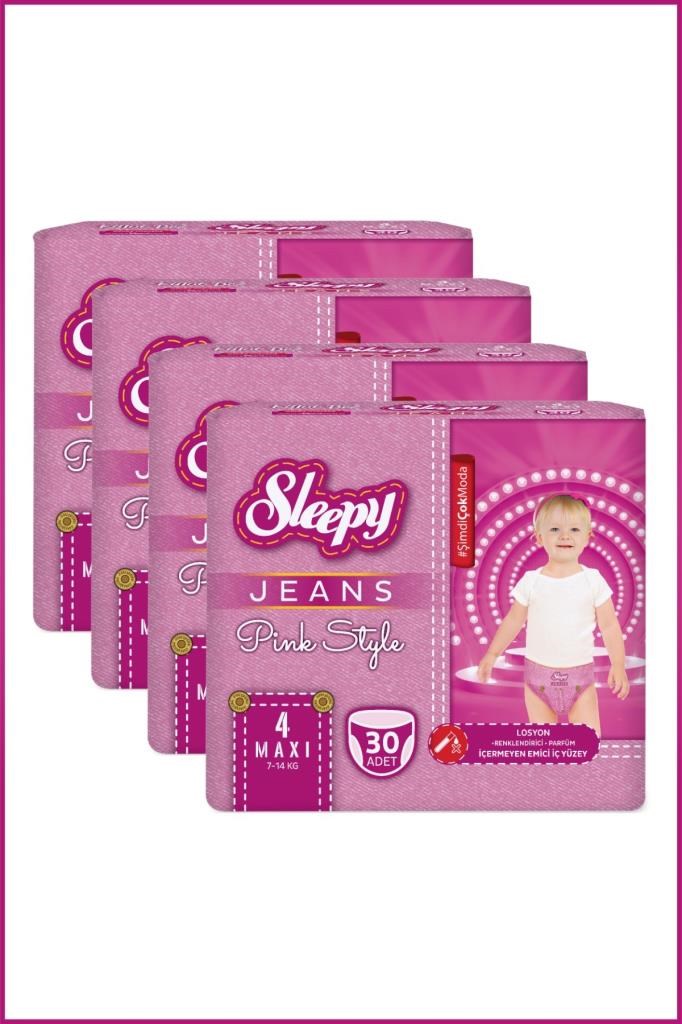 Sleepy Pink Jeans Külot Bez 4 Numara Maxi 4’lü Jumbo 120 Adet