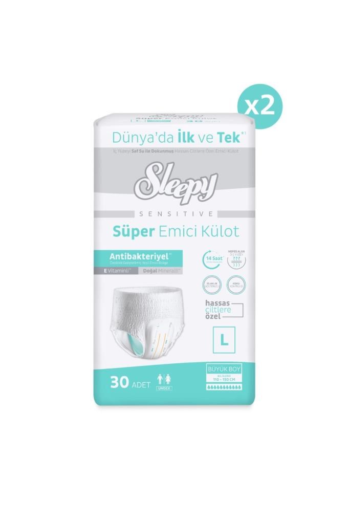 Sleepy Sensitive Antibakteriyel Emici Külot Large 30x2 60 Adet
