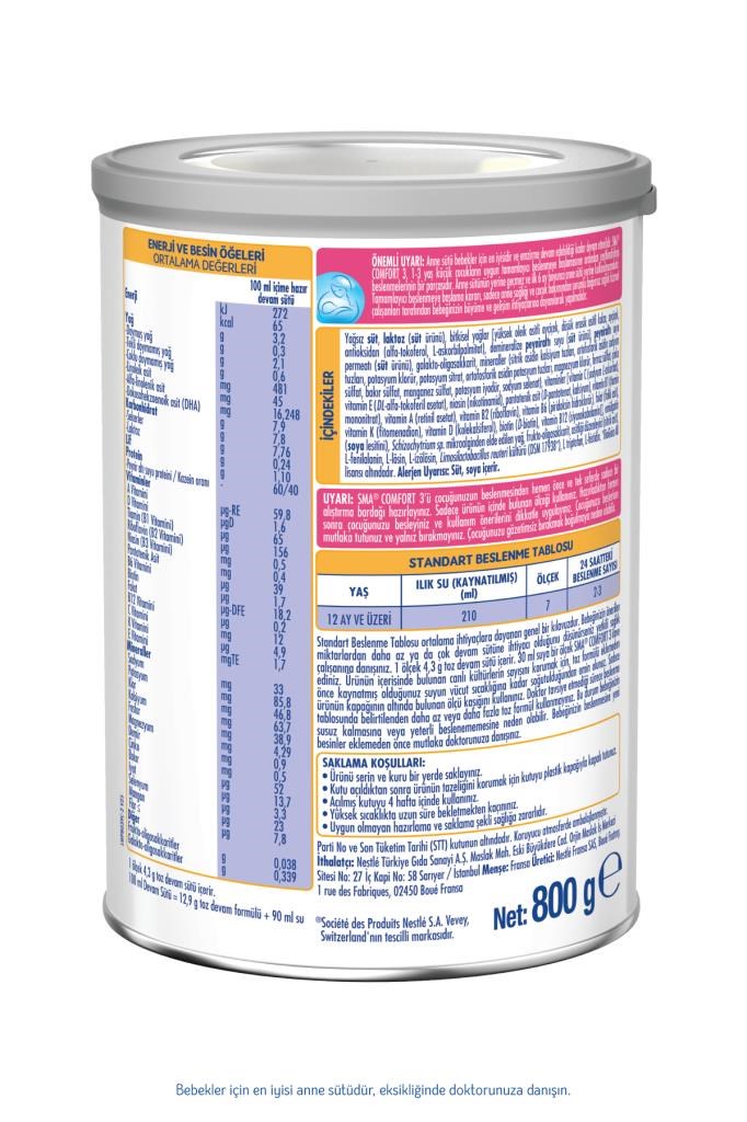 SMA Comfort 3 1-3 Yaş Devam Sütü 800 g