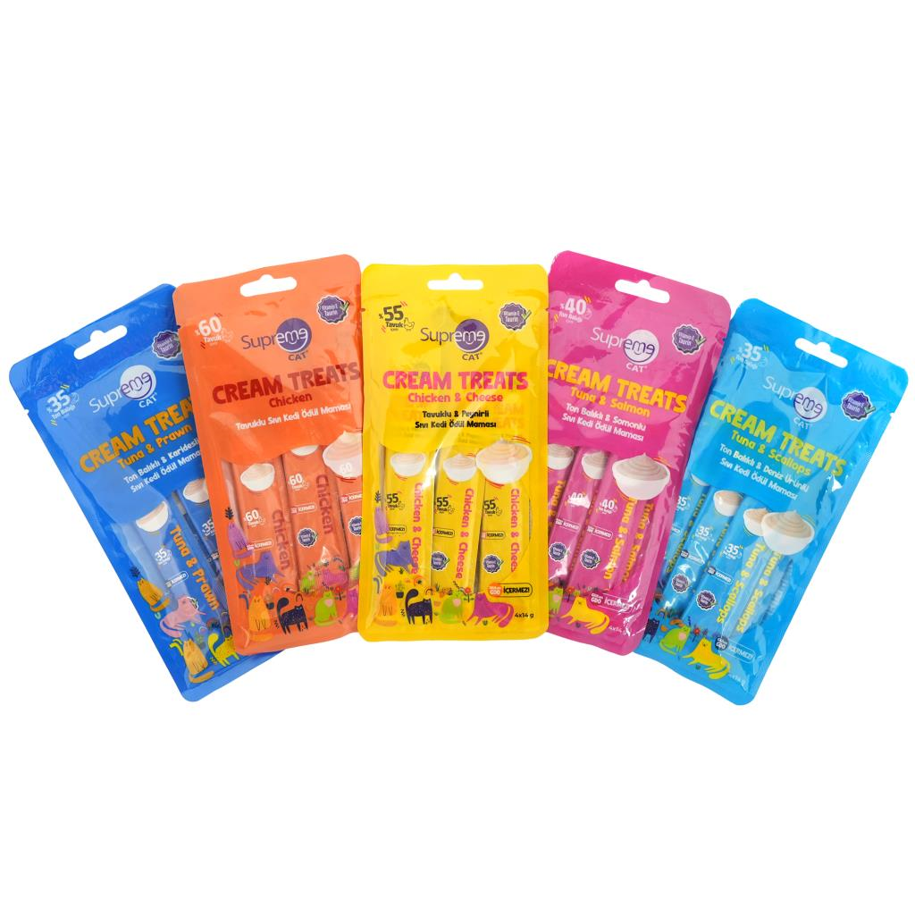 Supreme Cat Sıvı Kedi Ödül Maması Tavuklu & Peynirli 4x14 Gr