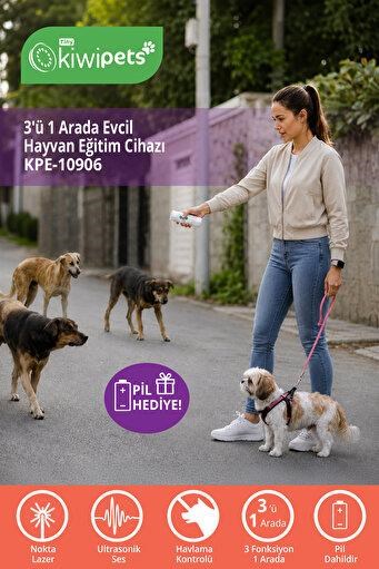 Tiny Kiwipets KPE-10906 3ü 1 Arada Köpek Kovucu Hayvan Eğitim Cihazı | Ultrasonik Eğitim & Havlama Kontrolü & LED Işıklı