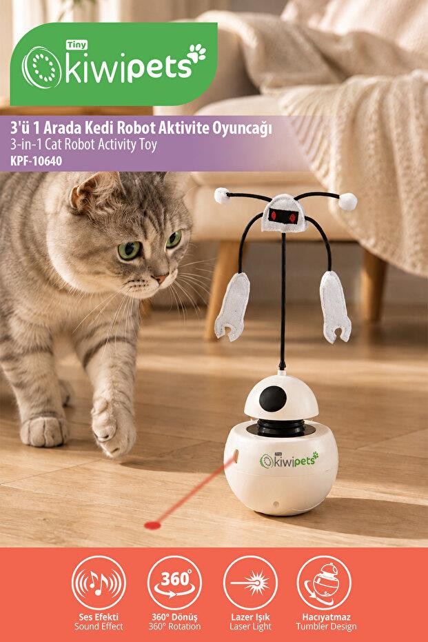 Tiny Kiwipets KPT-10640 3’ü 1 Arada Kedi Robot Aktivite Oyuncağı | Hareketli Top | Lazer | Otomatik Kapanma