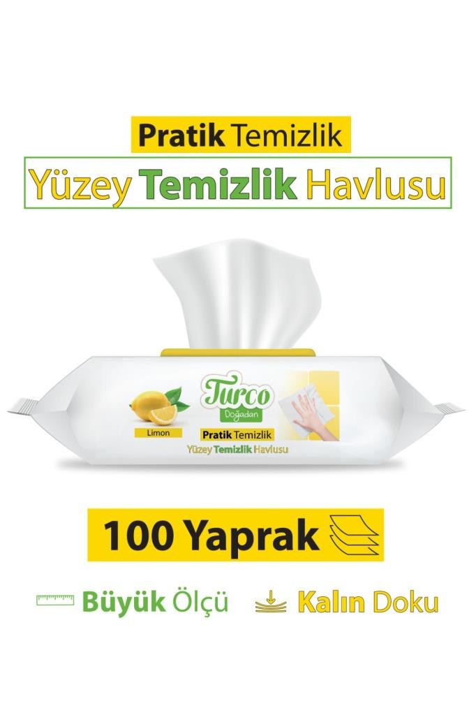Turco Doğadan Pratik Temizlik Turco Doğadan Pratik Yüzey Temizlik Havlusu Limon 100 Yaprak