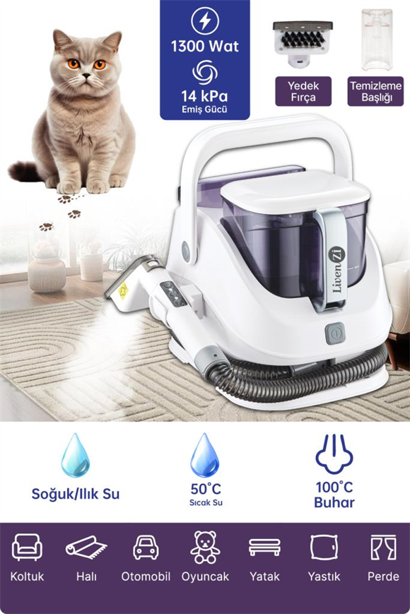 シムエイペックス Livenzi JJB-747-A Buharlı Koltuk Halı Yıkama ve Leke Çıkartma