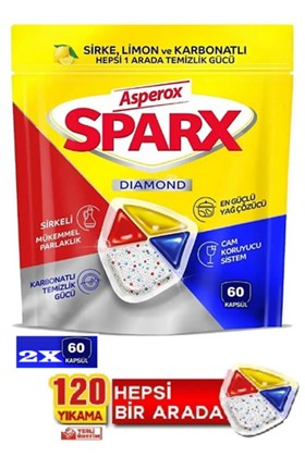 ASPEROX Sparx Bulaşık Makinesi Kapsülü 60lı X 2 Paket (120 YIKAMA)