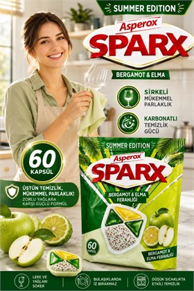 Asperox Sparx Summer Edition Bergamot & Elma Ferahlığı Bulaşık Makinesi Deterjan Kapsülü 60’lı – Sirkeli Mükemmel Parlaklık, Karbonatlı Temizlik Gücü