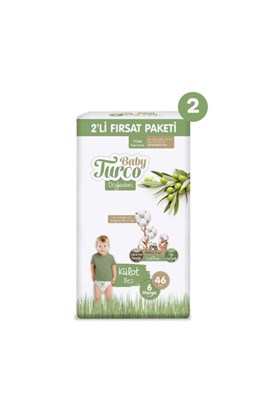 Baby Turco Doğadan 2li Ekonomik Fırsat Paketi Külot Bez 6 Numara Xlarge 92 Adet