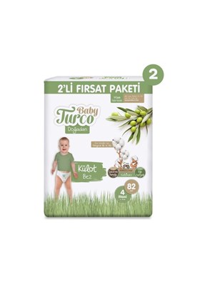 Baby Turco Doğadan 2li Ekonomik Fırsat Paketi Külot Bez 4 Numara Maxi 164 Adet