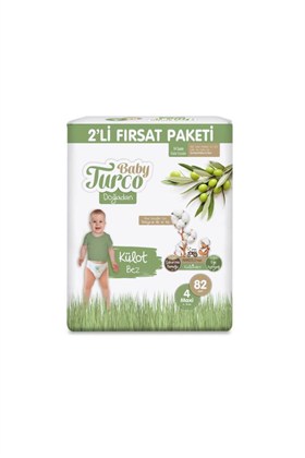 Baby Turco Doğadan 2li Fırsat Paketi Külot Bez 4 Numara Maxi 82 Adet