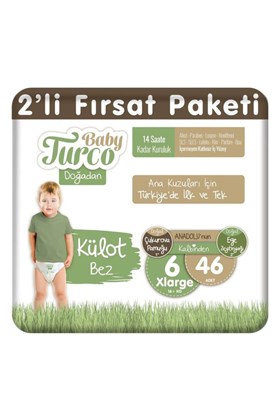 Baby Turco Doğadan 2li Fırsat Paketi Külot Bez 6 Numara Xlarge 46 Adet