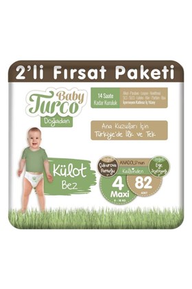 Baby Turco Doğadan 2li Fırsat Paketi Külot Bez 4 Numara Maxi 82 Adet