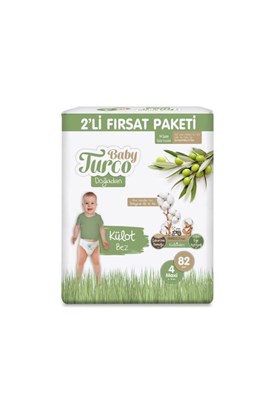 Baby Turco Doğadan 2li Fırsat Paketi Külot Bez 4 Numara Maxi 82 Adet