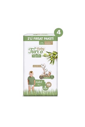 Baby Turco Doğadan 2li Mega Fırsat Paketi Külot Bez 6 Numara Xlarge 184 Adet