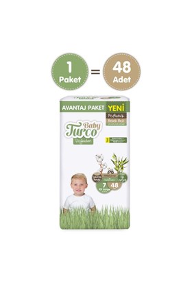 Baby Turco Doğadan Avantaj Paketi Pofuduk Bebek Bezi 7 Numara Xxlarge 48 Adet