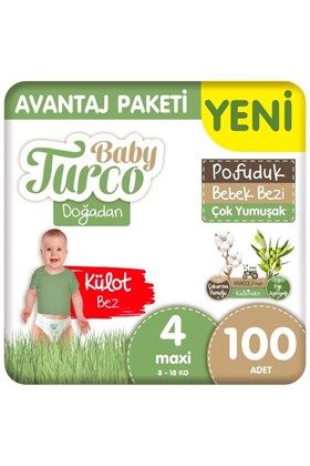 Baby Turco Doğadan Avantaj Paketi Pofuduk Külot Bez 4 Numara Maxi 100 Adet
