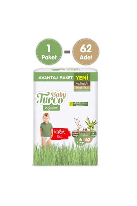 Baby Turco Doğadan Avantaj Paketi Pofuduk Külot Bez 6 Numara Xlarge 62 Adet