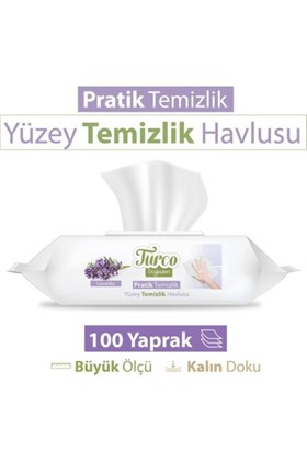 Baby Turco Turco Doğadan Pratik Yüzey Temizlik Havlusu Lavanta 100 Yaprak