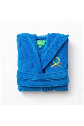 Benetton Çocuk Bornoz Unisex Mavi %100 Pamuk