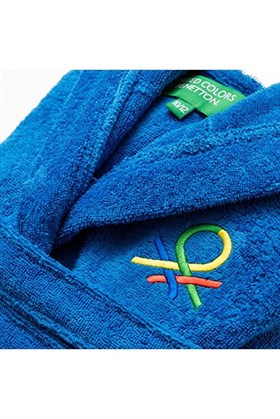 Benetton Çocuk Bornoz Unisex Mavi %100 Pamuk