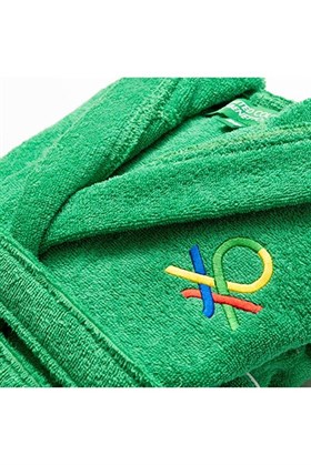 Benetton Çocuk Bornoz Yeşil Şapkalı Pamuk