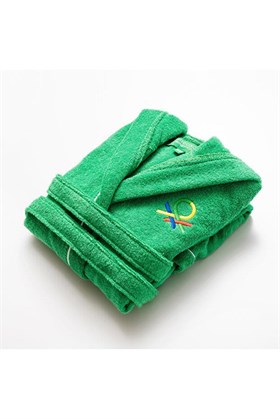 Benetton Çocuk Bornoz Yeşil Şapkalı Pamuk