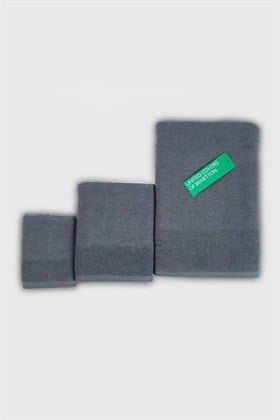 Benetton Home Banyo Havlu El Yüz Vücut Koyu Gri %100 Pamuk 3 Lü Set 70x140 cm 50x90 cm 30x50 cm