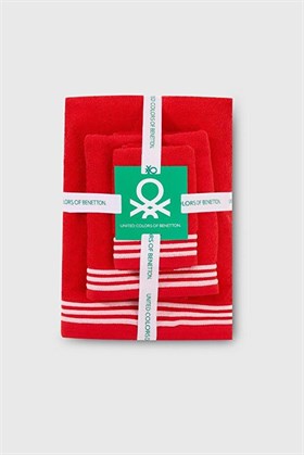 Benetton Home Banyo Havlu El Yüz Vücut Kırmızı %100 Pamuk 3 Lü Set 70x140 cm 50x90 cm 30x50 cm