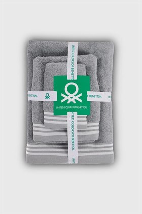 Benetton Home Banyo Havlu El Yüz Vücut Gri %100 Pamuk 3 Lü Set 70x140 cm 50x90 cm 30x50 cm