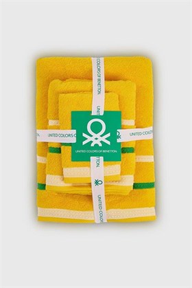 Benetton Home Banyo Havlu El Yüz Vücut Sarı %100 Pamuk 3 Lü Set 70x140 cm 50x90 cm 30x50 cm