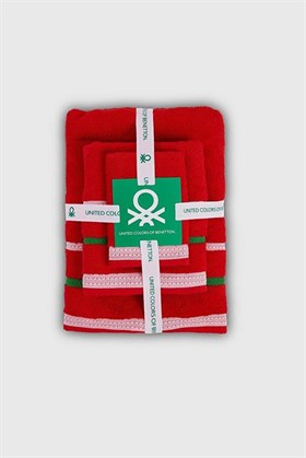 Benetton Home Banyo Havlu El Yüz Vücut Kırmızı %100 Pamuk 3 Lü Set 70x140 cm 50x90 cm 30x50 cm