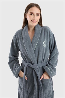 Benetton Home Bornoz Erkek Kadın Unisex Koyu Gri %100 pamuk