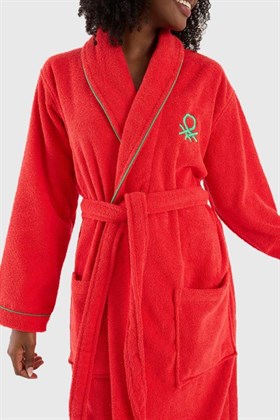 Benetton Home Bornoz Erkek Kadın Unisex Kırmızı %100 pamuk