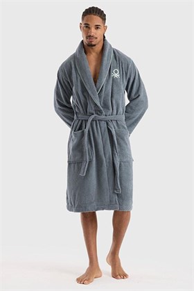 Benetton Home Bornoz Erkek Kadın Unisex Koyu Gri %100 pamuk