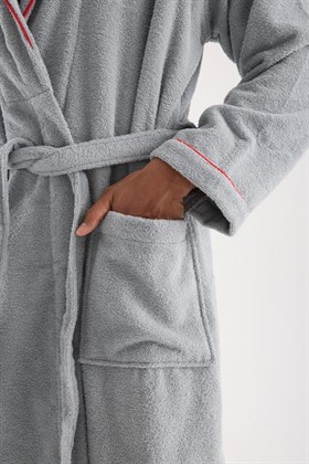 Benetton Home Bornoz Erkek Kadın Unisex Gri %100 pamuk