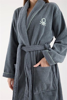 Benetton Home Bornoz Erkek Kadın Unisex Koyu Gri %100 pamuk