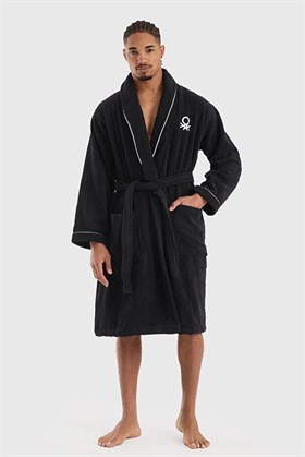 Benetton Home Bornoz Erkek Kadın Unisex Siyah %100 pamuk
