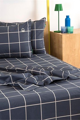Benetton Home Gri Çizgili Tek Kişilik Ranforce Nevresim Seti