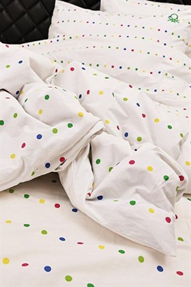 Benetton Home Renkli Puantiye Çift Kişilik Ranforce Nevresim Seti