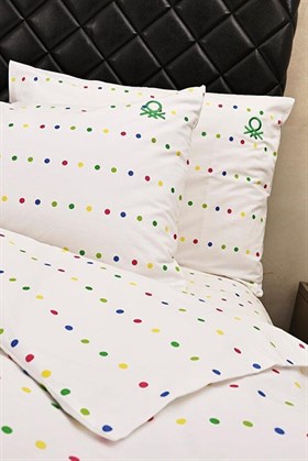 Benetton Home Renkli Puantiye Çift Kişilik Ranforce Nevresim Seti