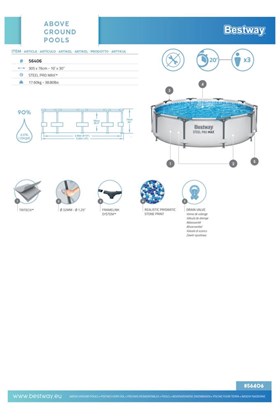 Bestway ® 56406 Steel Pro Max™ Prefabrik Yer Üstü Havuz 3,05 M X 76 Cm