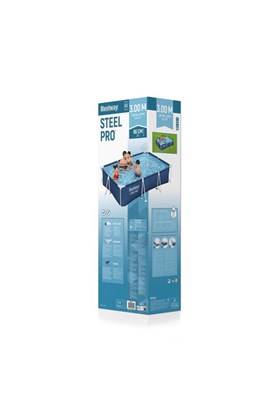 Bestway ® 56411 Steel Pro® Dikdörtgen Yerüstü Prefabrik Havuz Seti 3,00 M X 2,01 M X 66