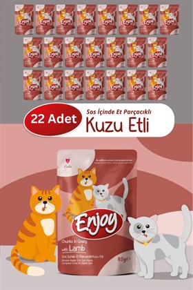 Enjoy Kuzu Etli Kedi Pouch Yaş Mama 85Gr x 22 Adet