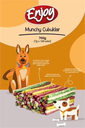 Enjoy Munchy Burgu Çubuk Köpek Kemiği 7g x 100 Adet