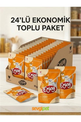 ENJOY Pouch Tavuklu Yetişkin Kedi Maması 85 GR x 24 Adet