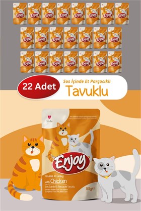 Enjoy Tavuk Etli Kedi Pouch Yaş Mama 85Gr x 22 Adet
